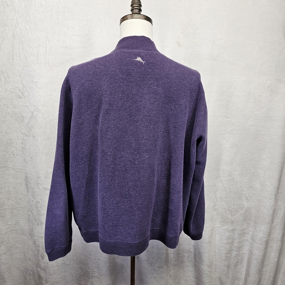 Tommy Bahama Sweater Mens Large Purple Gray 1/4 Zip Reversible Mock Neck Knit - Picture 5 of 14
